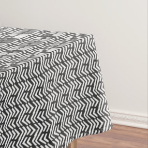 Black Hand Drawn Chevron Pattern Tablecloth