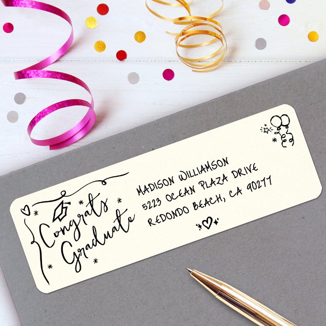 Black Hand Drawn Doodle Graduation Cream Address (Creator Uploaded)