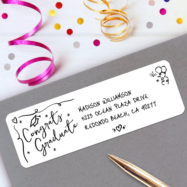 Black Hand Drawn Doodle Graduation White Address (Creator Uploaded)