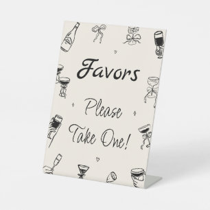 Black Hand Drawn Favor  Pedestal Sign
