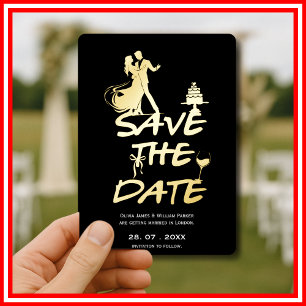 Black Hand Drawn Funky Whimsical Minimal Wedding