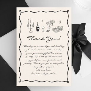 Black Hand Drawn Italian Bridal Shower Thank You Card