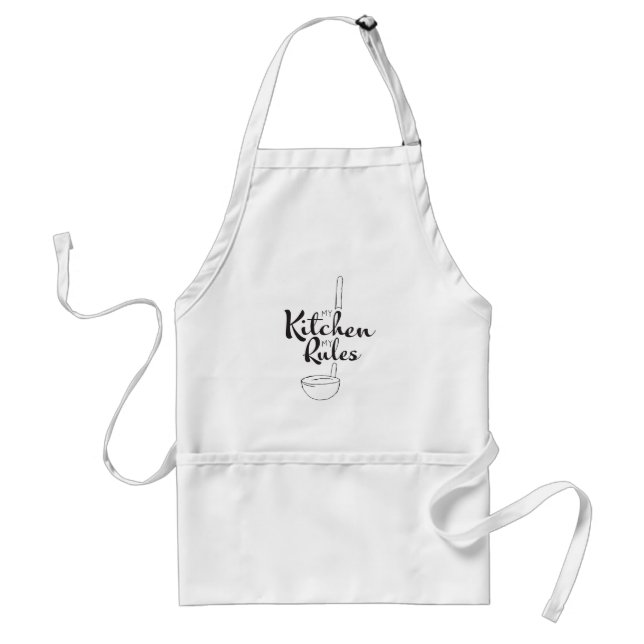 Black Hand Drawn My Kitchen My Rules Button Design Standard Apron (Front)