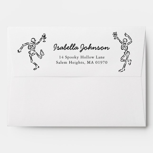 Black Hand Drawn Skeletons Halloween Return Envelope (Back (Top Flap))