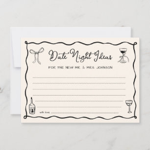 Black Hand Drawn Wedding Date Night Ideas Card
