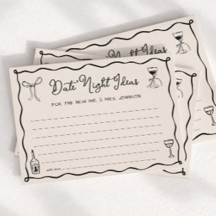 Black Hand Drawn Wedding Date Night Ideas Card