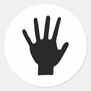 black hand icon classic round sticker