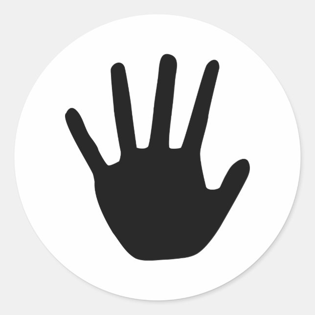 black hand icon classic round sticker (Front)