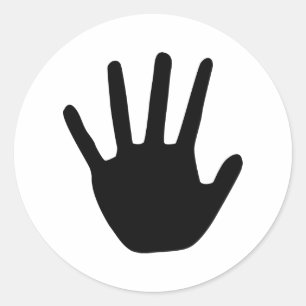 black hand icon classic round sticker