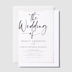 Black Hand Lettered Calligraphy Wedding Vellum Invitations