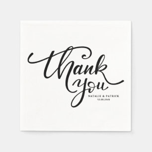 Black Hand Lettered Wedding Thank You Napkin