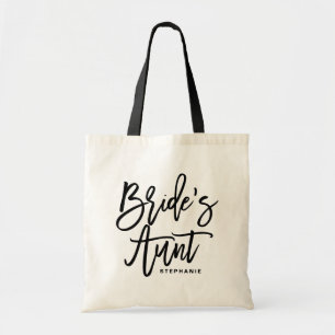 Black Hand Lettering Bride's Aunt Custom Tote Bag