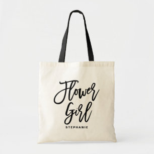 Black Hand Lettering Flower Girl Personalised Tote Bag