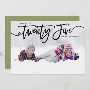 Black Hand Lettering Happy New Year Photo Holiday Card
