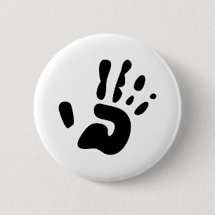 Black Hand Print 6 Cm Round Badge