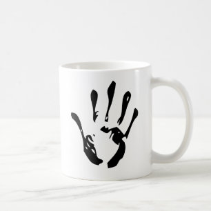 Black hand print coffee mug