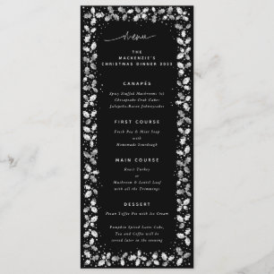 Black Hand Printed Holly+Berries Christmas Menu