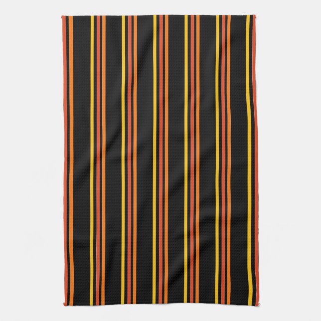 Black Hand Towel With Stripes (Vertical)