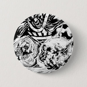 Black Hand with Skull Panel 2 6 Cm Round Badge
