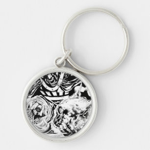 Black Hand with Skull Panel 2 Key Ring