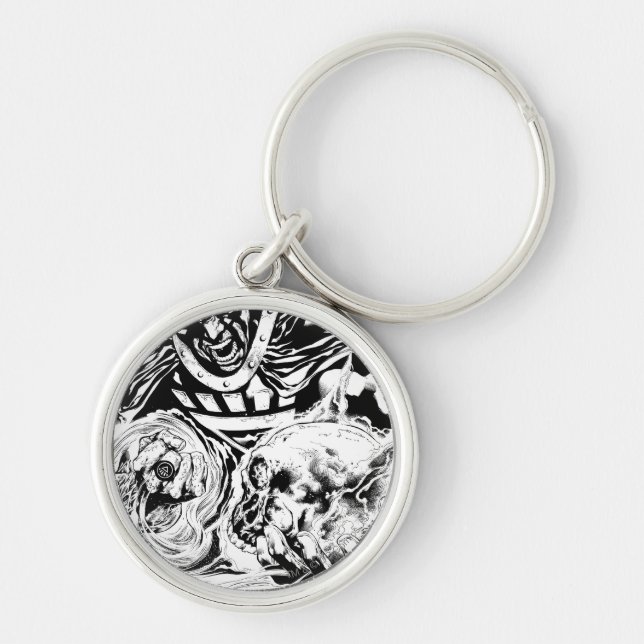 Black Hand with Skull Panel 2 Key Ring (Front)