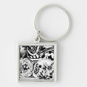 Black Hand with Skull Panel 2 Key Ring