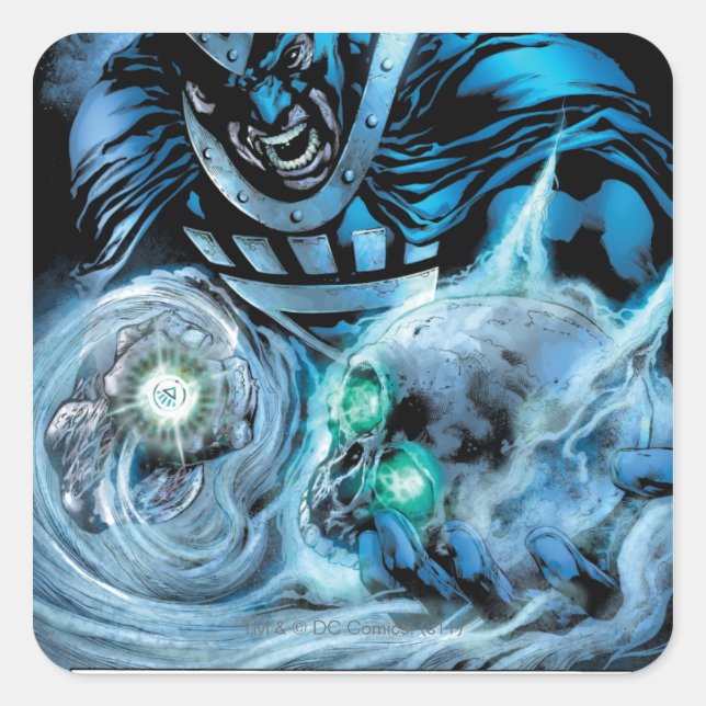 Black Hand with Skull Panel Square Sticker (Front)