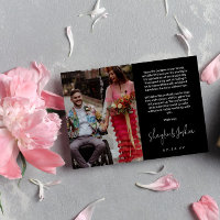 Black Hand-writing Script Photo Wedding Thank You