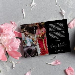 Black Hand-writing Script Photo Wedding Thank You Card