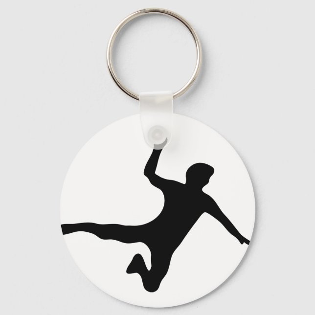 black handball player logo key ring (Front)