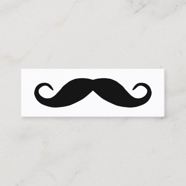 Black Handlebar Moustache Mini Business Card (Front)