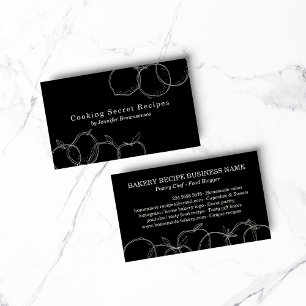 Black handmade fruit sketch bakery recipe business card