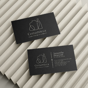 Black Handmade Porcelain Sculpture Vase Ceramic Business Card
