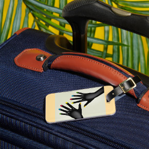 Black Hands with Colourful Nails Pop Art Luggage Tag