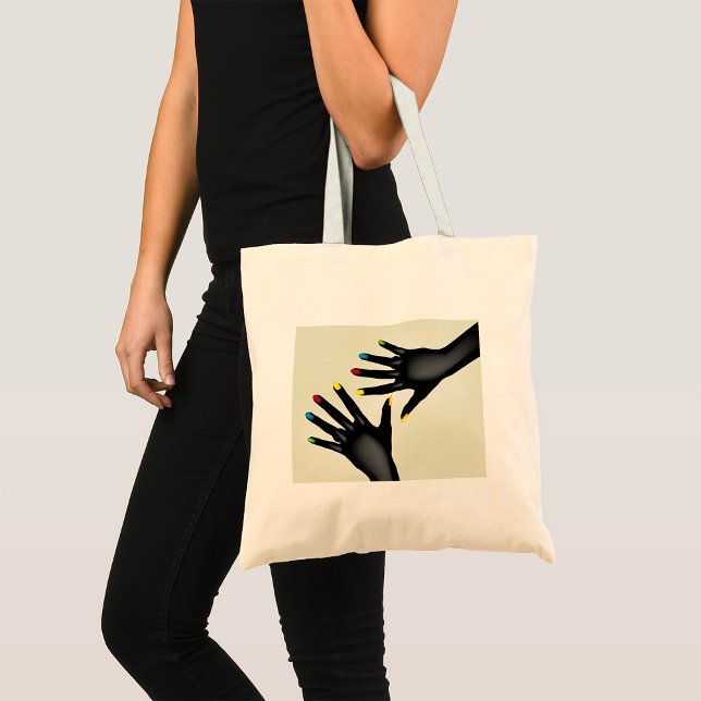 Black Hands with Colourful Nails Pop Art Tote Bag (Creator Uploaded)