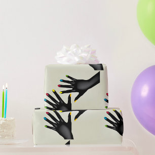 Black Hands with Colourful Nails Pop Art Wrapping Paper