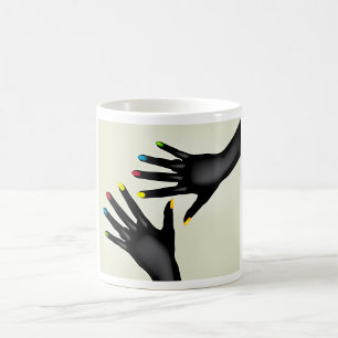 Black Hands With Painted Nails  Coffee Mug