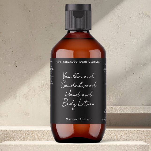Black Handwritten Look Cosmetics Bottle Label (Creator Uploaded)
