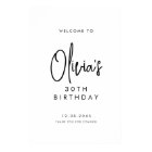 Black Handwritten Script 30th Birthday Welcome
