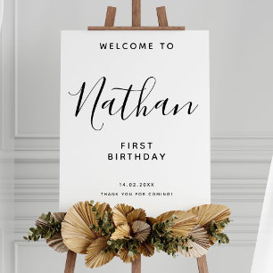 Black Handwritten Script 30th Birthday Welcome  Poster
