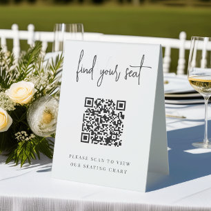 Black   Handwritten Script QR Code Wedding Seating