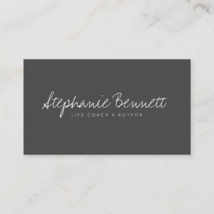 Black handwritten script signature logo life coach business card