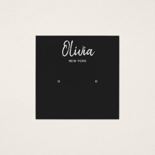 BLACK Handwritten Script Stud Earring Display Card