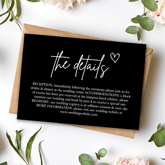 Black Handwritten Script Wedding Enclosure Card (Creator Uploaded)