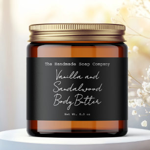 Black Handwritten Typed Look Cosmetics Jar Label