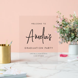 Black Handwritting Graduation Party Welcome Acrylic Sign