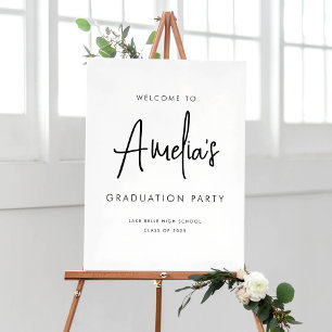 Black Handwritting Graduation Party Welcome Poster