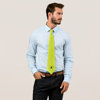 Black Hanging Spider on Pear Green Colour Tie