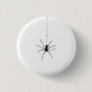 Black Hanging Spider on White 3 Cm Round Badge