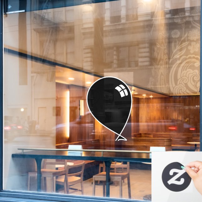 Black Happy Balloon Window Cling (Cafe Window)